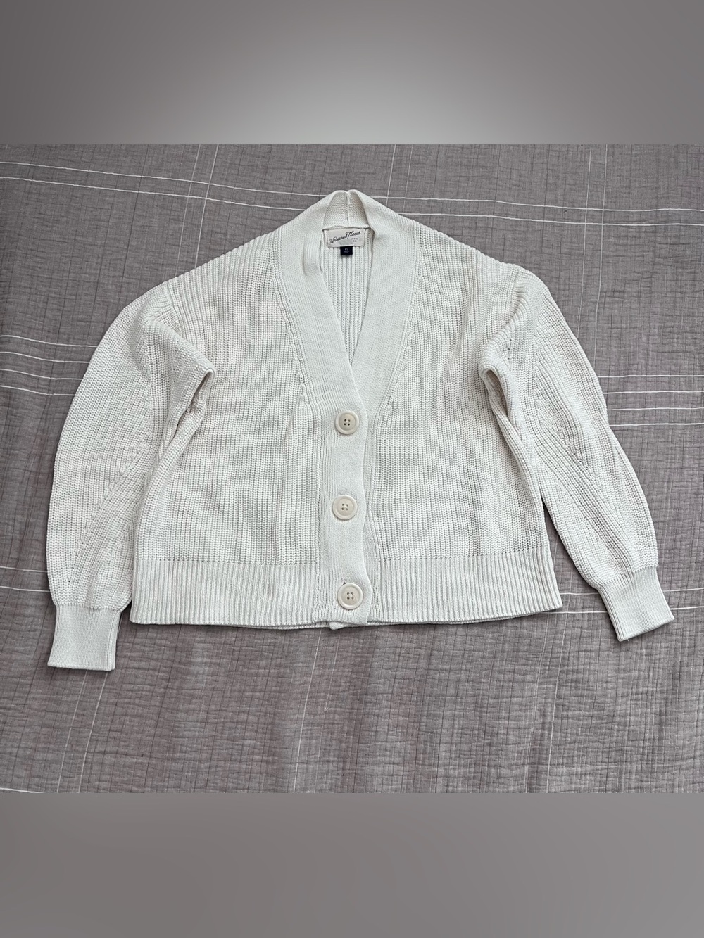 Universal Thread Ivory Button-Front Shawl-Collar Cardigan